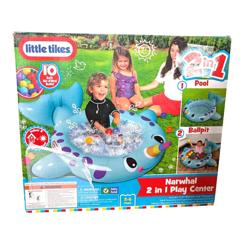 Little Tikes Narwhal 2 in 1 Play Center Ball Pit Round Splash Area Pool 2-6 New